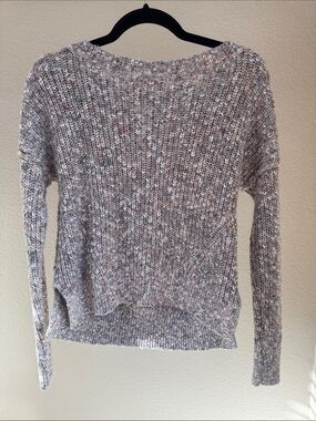 Abercrombie & Fitch Marled Scoop Neck Sweater - Gray with Cream Fleck